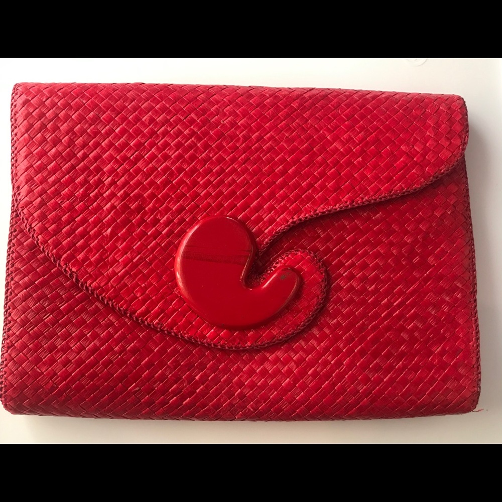 Vintage Red Clutch Crossbody Bag